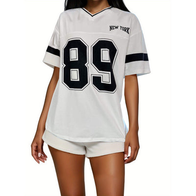 Dames Sportieve American Football T-shirt met Varsity Print | Thanee