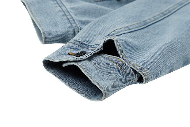 Dames Stijlvolle Korte Denim Biker Model met Grote Kraag | Bazena