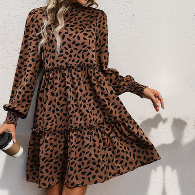Dames Elegante Babydoll Jurk met Print en Geplooide Details | Nehemia