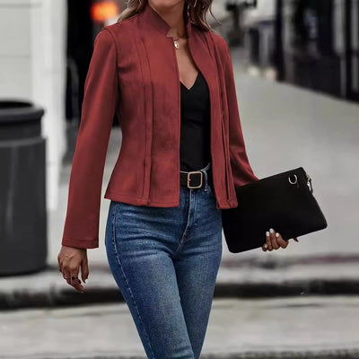Dames Elegante Tijdloze Suède-Look Jas met Perfecte Pasvorm | Belouisa