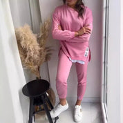 Dames Basic Trendy Casual Veelzijdige Tweedelig Dames Pak met Split-detail | Dareena