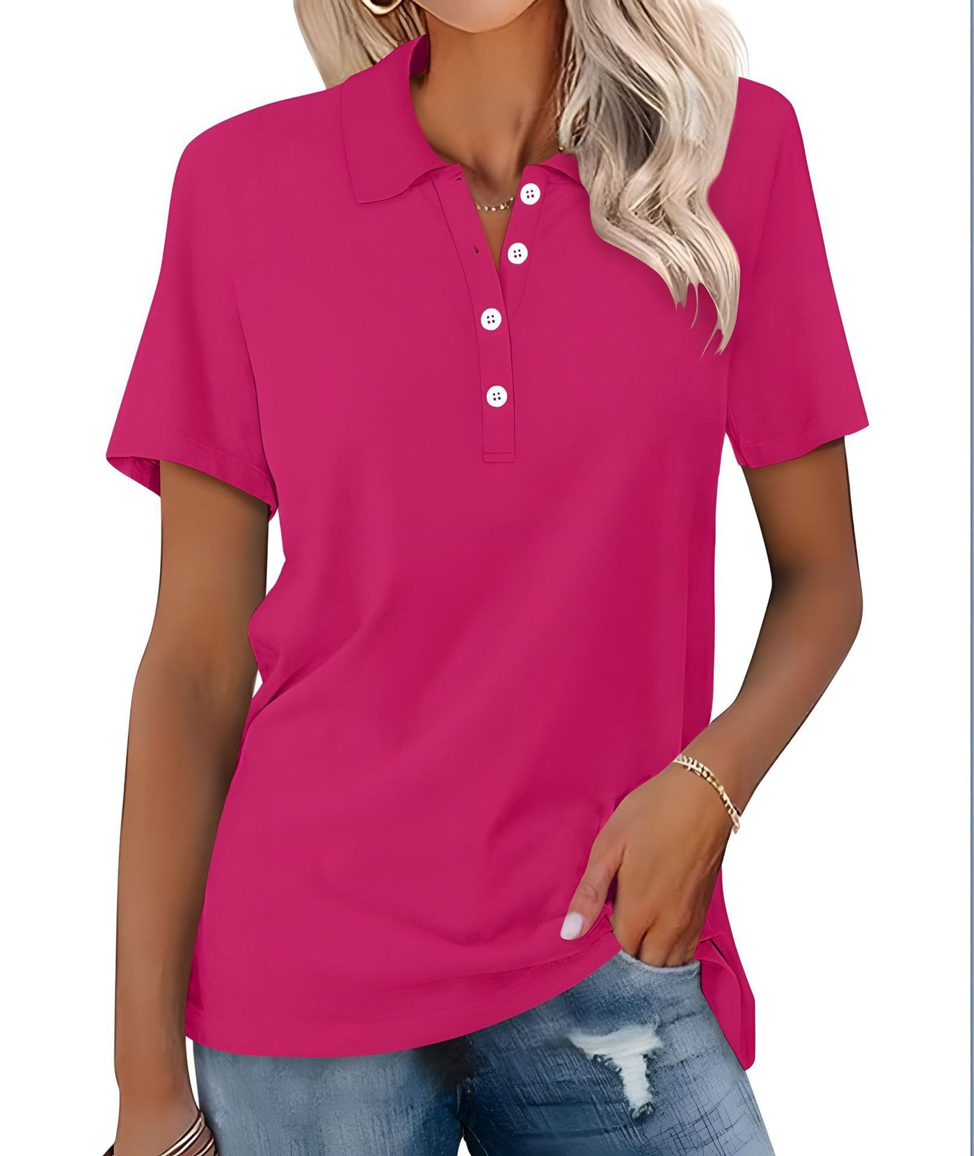 Dames Basic Veelzijdige Alledaagse Polo Top met Korte Mouwen | Tascha