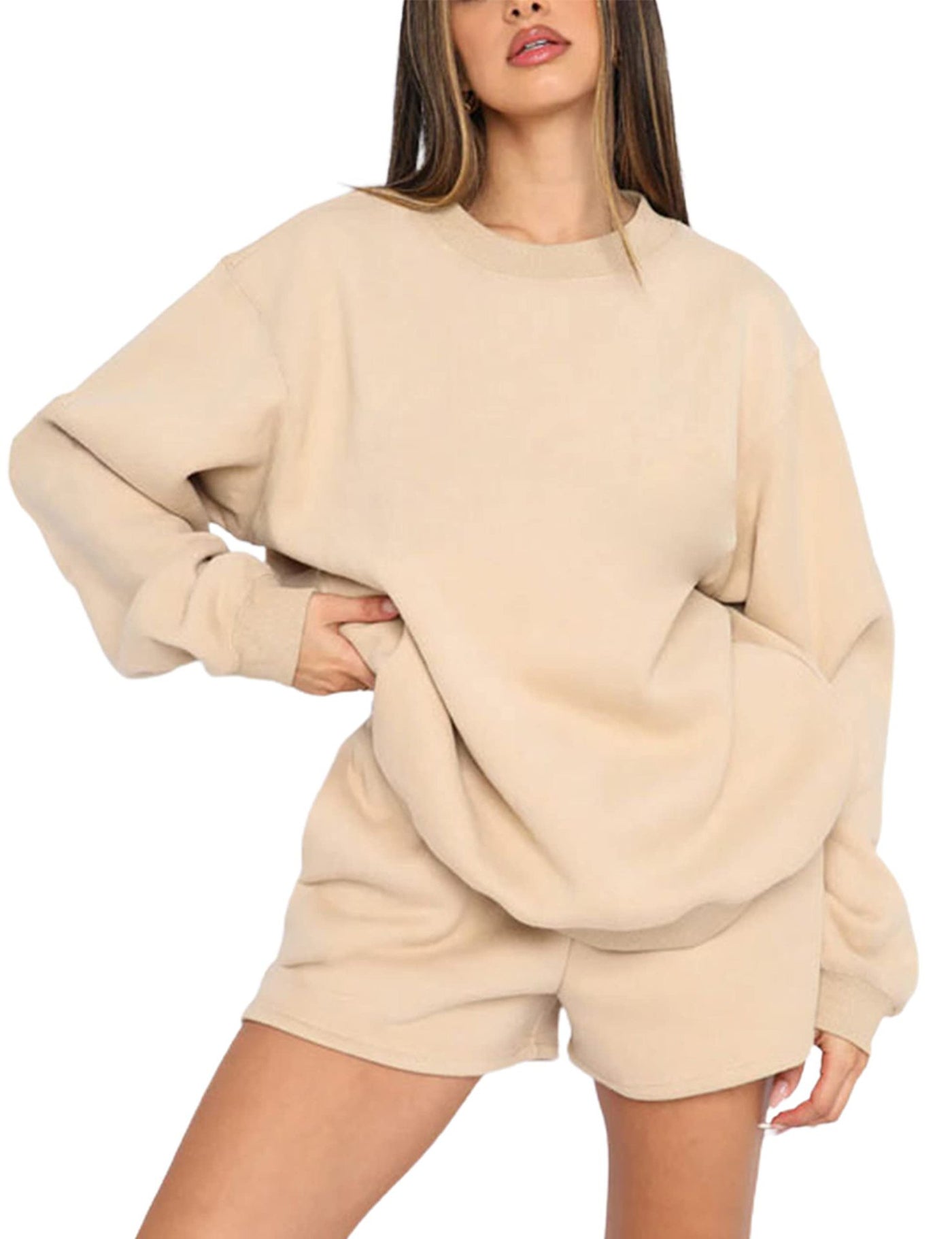 Dames Trendy Stijlvolle Comfy Tweedelige Sweater & Shorts Set | Dalaya