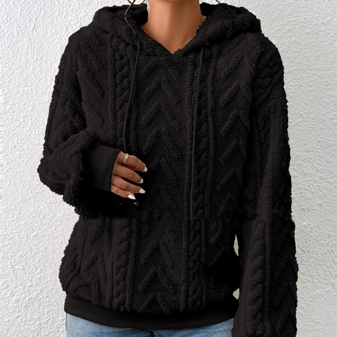 Dames Teddy Hoodie met Geometrisch Patroon | Ralomy