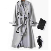 Dames Stijlvolle Lange Trenchcoat Dubbel Geknoopt met Ceintuur | Beterence