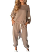 Dames Casual Comfortabele Loungewear Tweedelige Set met Jogger en Crewneck | Diandra