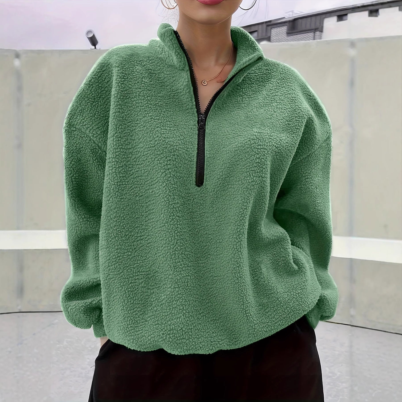 Dames warme fleece trui met halve rits | Sorella