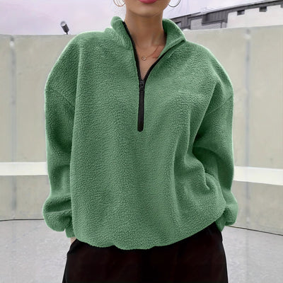 Dames warme fleece trui met halve rits | Sorella