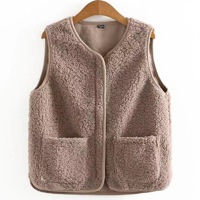 Dames Plus Size Zachte Elegante Warme Trendy Teddy Bodywarmer met Zakken | Boradine