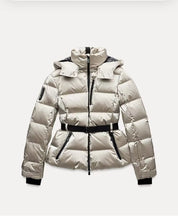 Dames Trendy Winddichte Gewatteerde Ski Jas met Ceintuur | Vara