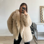 Dames Trendy Volume Stijlvolle Faux Fur Jas met Grote Kraag | Balthy