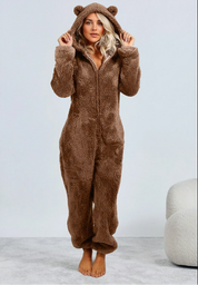 Dames Lounge Wear Teddy Onesie met Beren Oortjes | Felicia