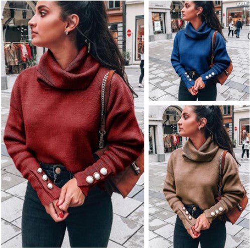 Dames Zachte Elegante Modieuze Coltrui met Parel Knopen | Rubia