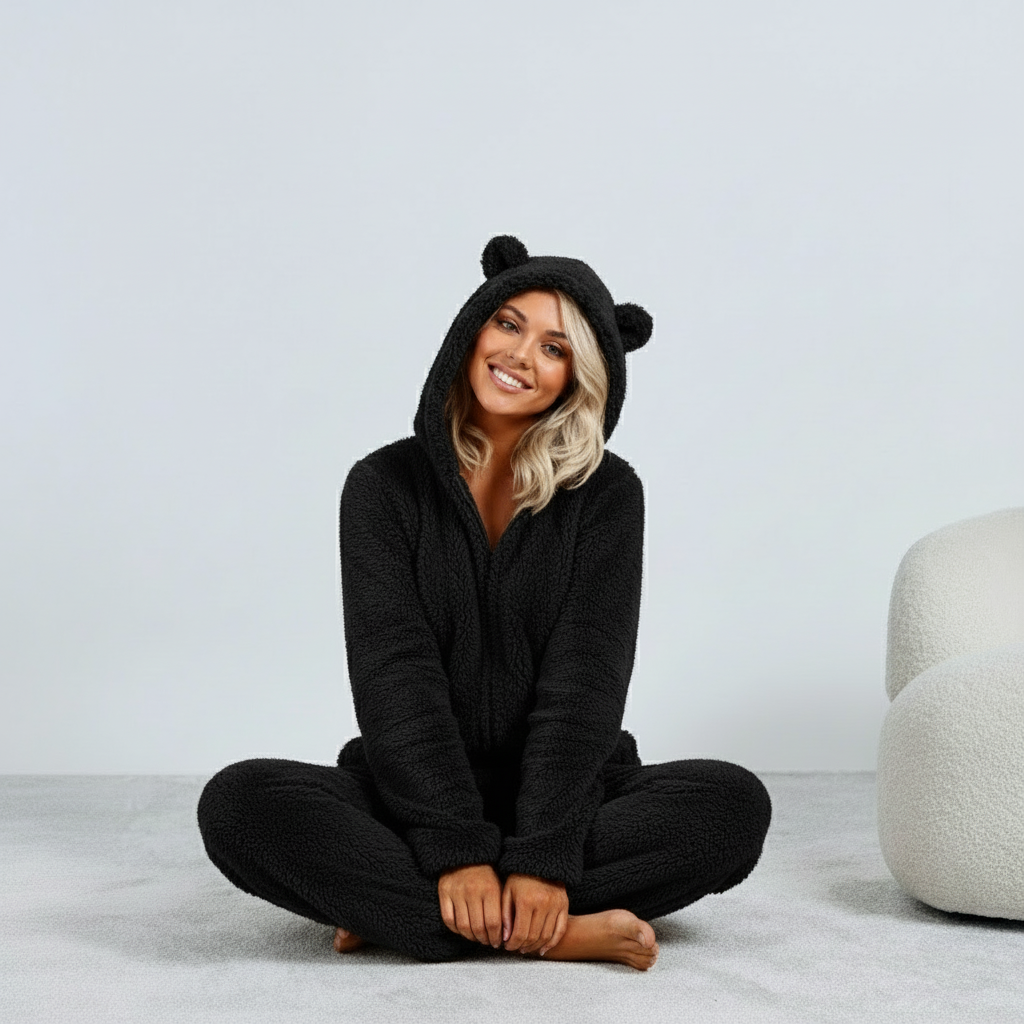 Dames Lounge Wear Teddy Onesie met Beren Oortjes | Felicia
