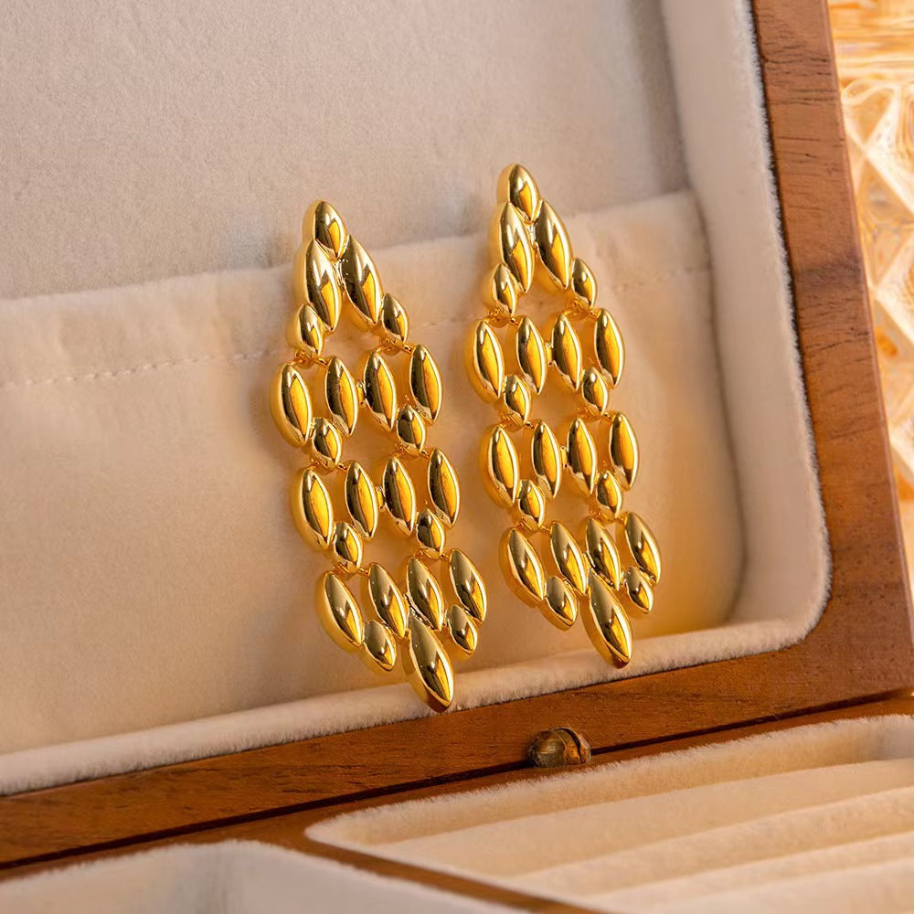 Dames Luxe Gevlochten Oorbellen met Schakelstructuur | Leverina