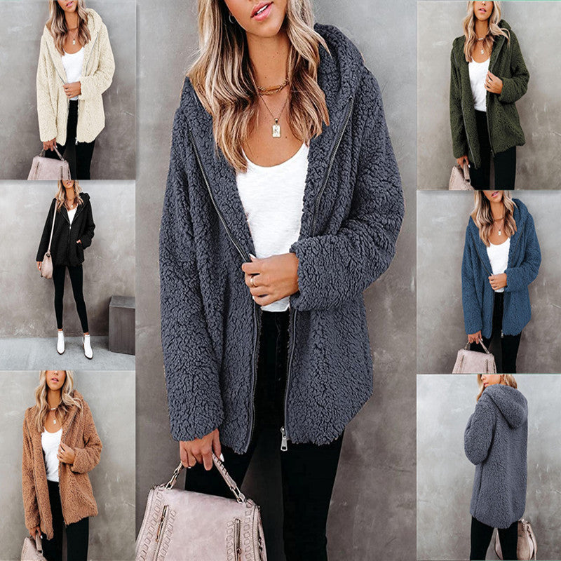 Dames Comfortabele Stijlvolle Teddy Fleece Vest met Rits en Capuchon | Sreviana