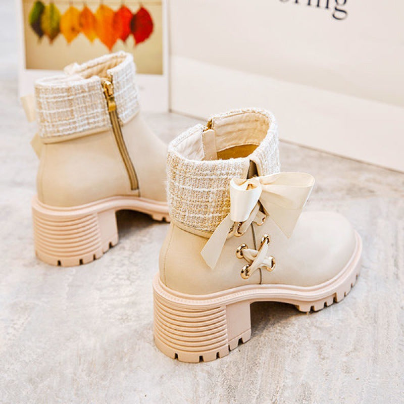 Dames Elegante Enkel Boots met Hak en Strik Detail | Ellen