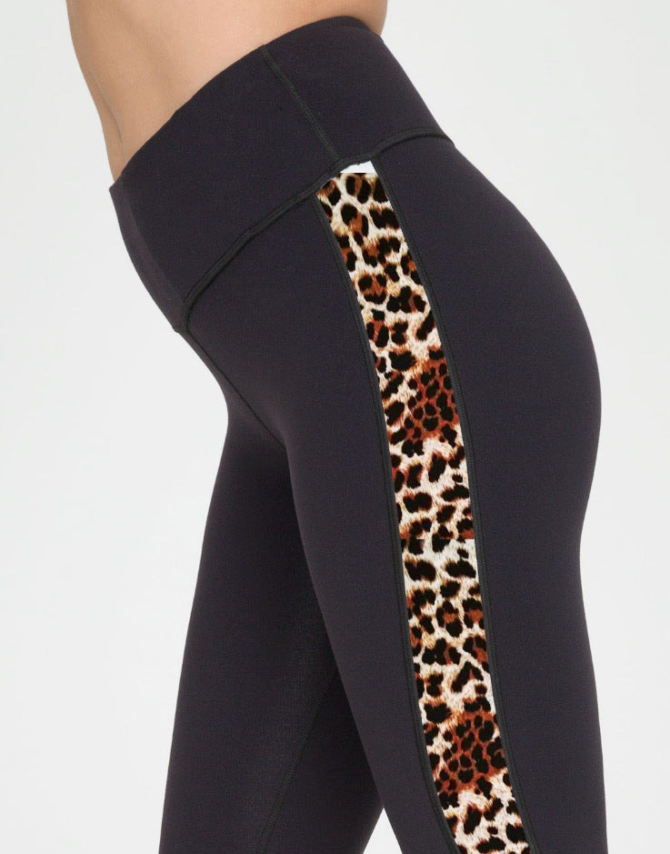 Dames Veelzijdige Trendy Sport legging met Panter en Check Contrast Streep | Atiare
