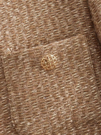 Dames Stijlvolle Trendy Parijs Style Boucle Jas met Gouden Knopen en Zakken | Balencia