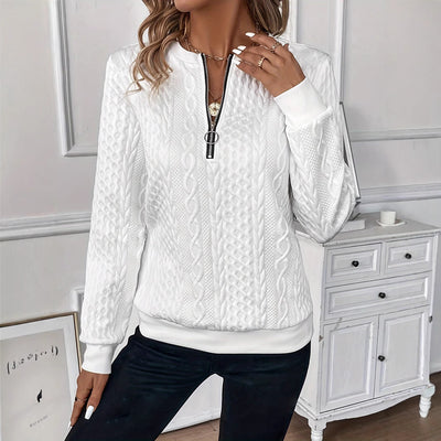 Dames Kabel Structuur Sweater Top met Rits | Simone