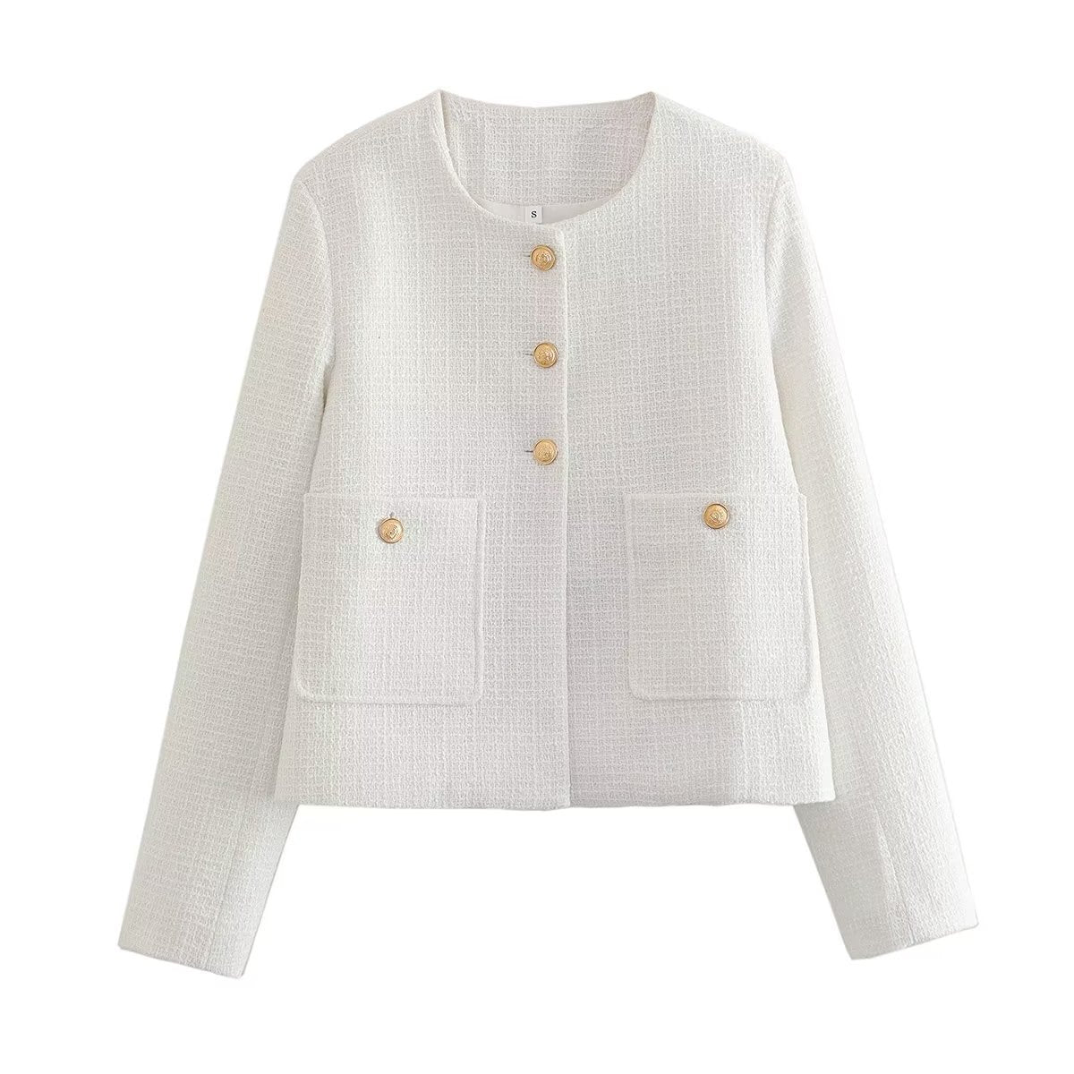 Dames Bouclé Jas met Gouden Knopen | Bessie