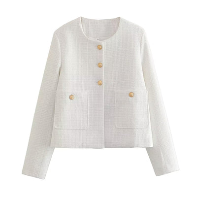 Dames Bouclé Jas met Gouden Knopen | Bessie