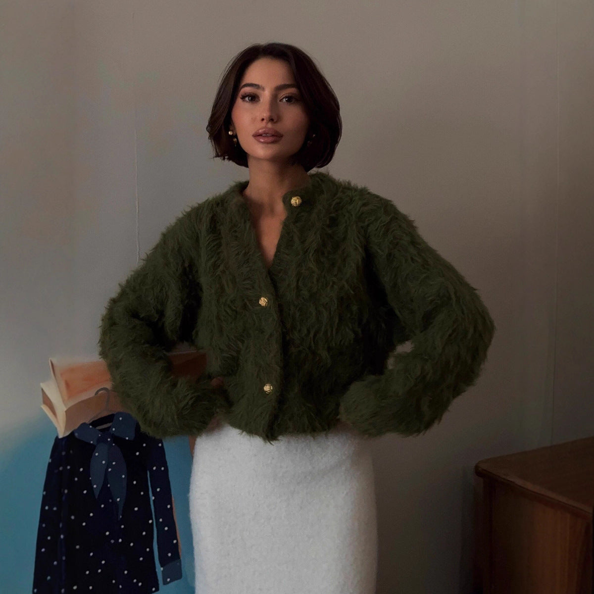 Dames Elegante Zacht Teddy Harig Vest met Knopen | Rinske