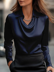 Dames Stijlvolle Trendy Satijnen Look Blouse met Waterval Hals | Hogan