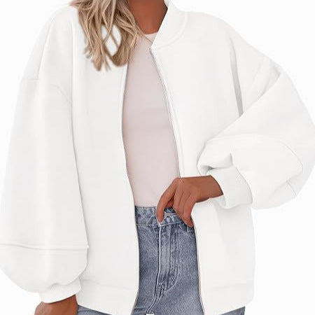 Dames Tijdloze Sportieve Oversized Bomber Jack met Rits | Boraisa