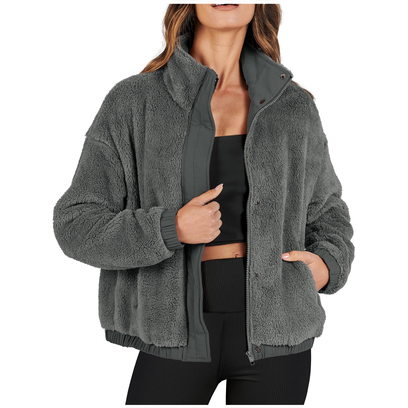 Dames Elegante Zachte Warme Trendy Teddy Bomber Jas | Bosida