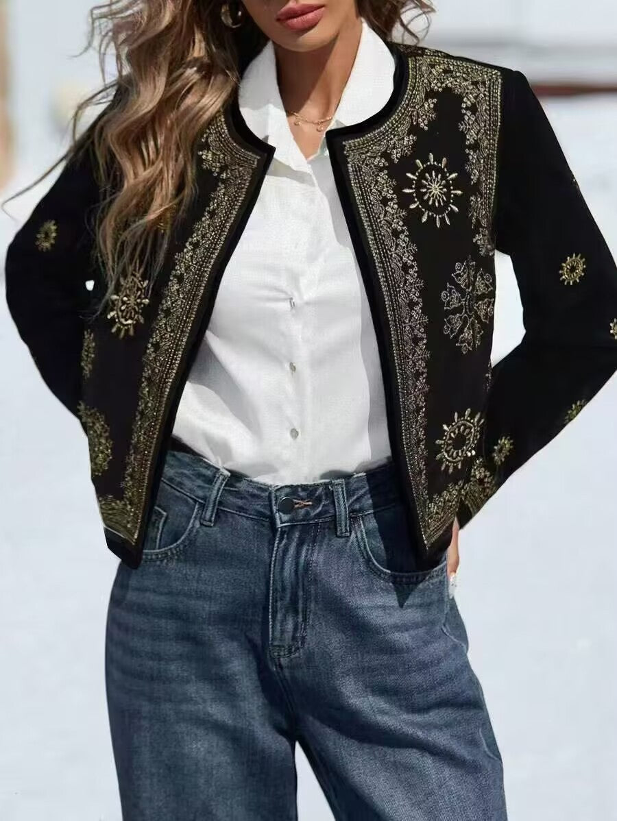 Dames Stijlvolle Geborduurd Velvet Look Jasje | Branna