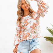 Dames Trendy Stijlvolle Bloemen Print Top met Pof Mouwen | Hester
