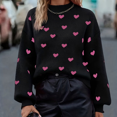 Dames Gebreide Stijlvolle Trui met Hartjes | Roma