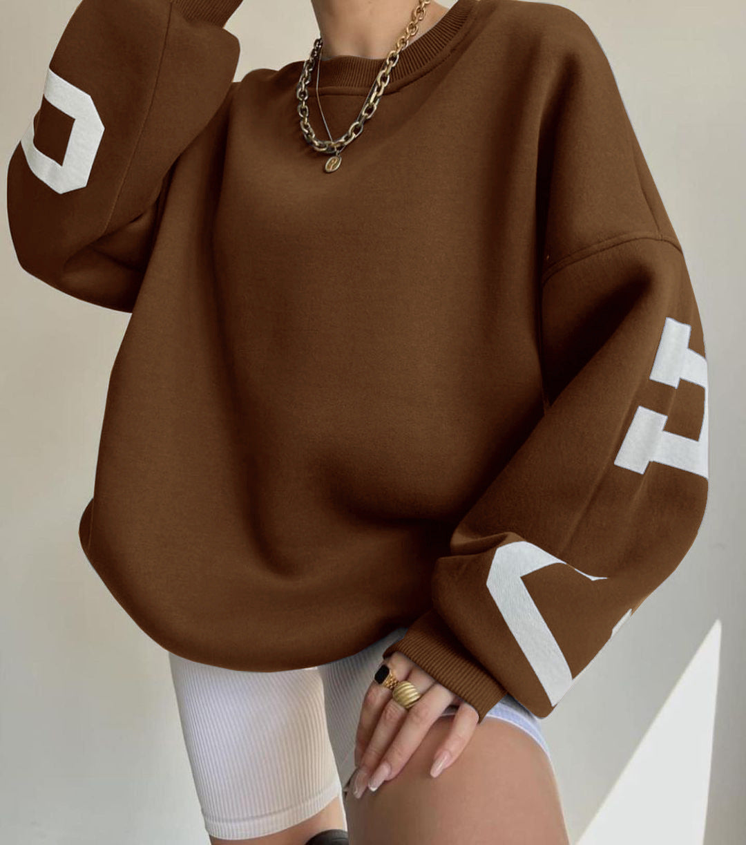 Dames Oversized Crewneck Sweater met Text Print | Selina
