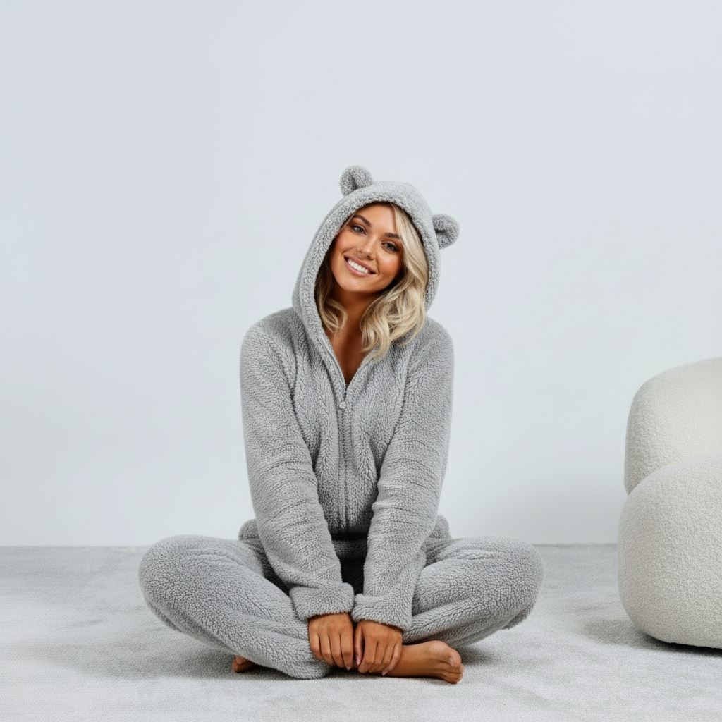 Dames Lounge Wear Teddy Onesie met Beren Oortjes | Felicia
