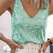 Dames Luxe Feestelijke Pailletten top met V-hals | Thammy