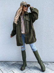 Dames Trendy Modieuze Stijlvolle Teddy Jas met Knopen | Bosanne