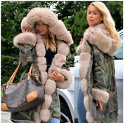 Dames Stijlvolle Elegante Parka met Luxe Bont & Camouflageprint | Balyssa