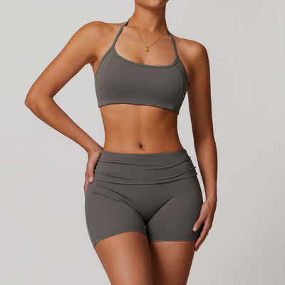 Dames Tweedelige Sneldrogend Naadloze Sportieve Yoga Set met Short en Top | Damila