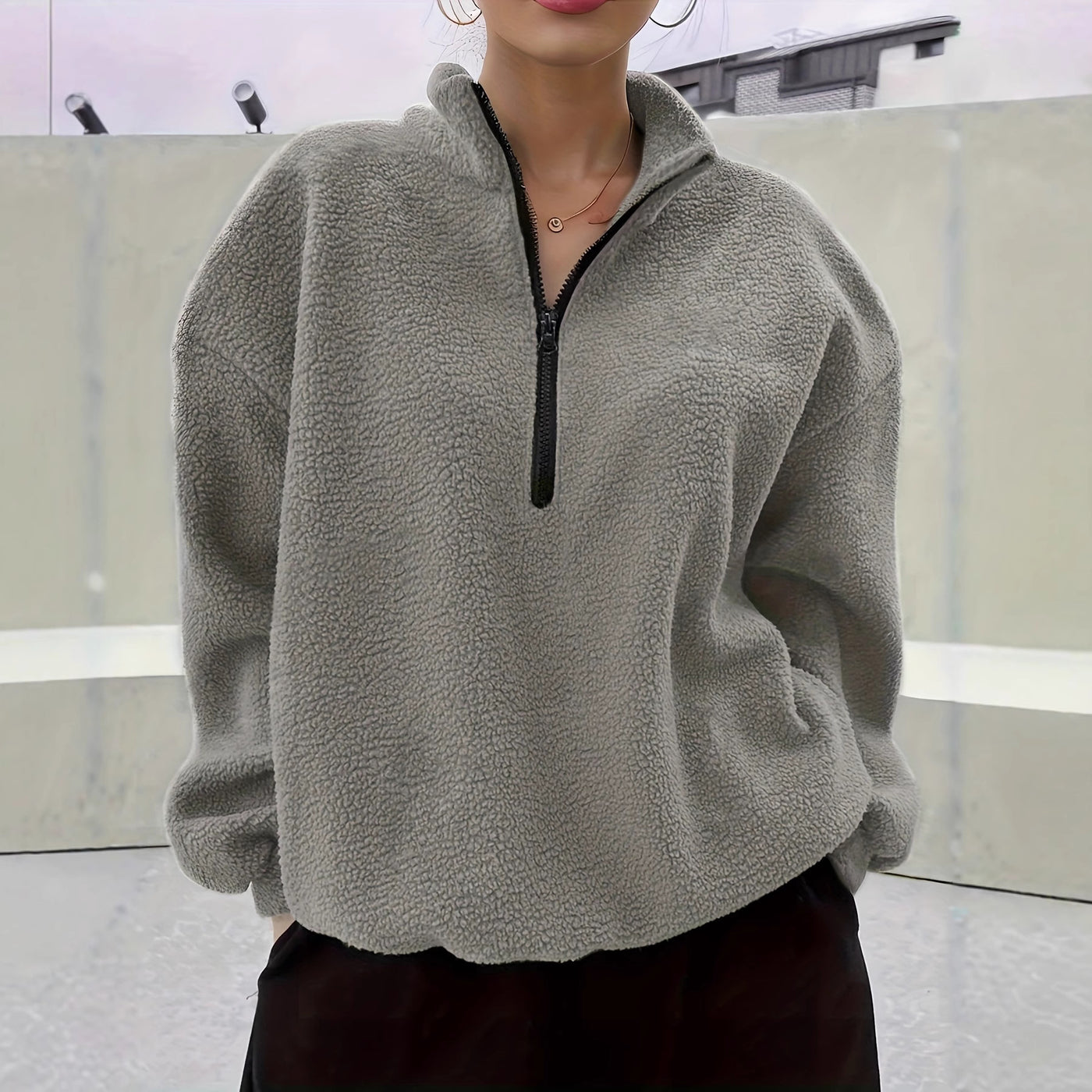 Dames warme fleece trui met halve rits | Sorella