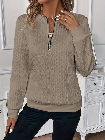 Dames Kabel Structuur Sweater Top met Rits | Simone