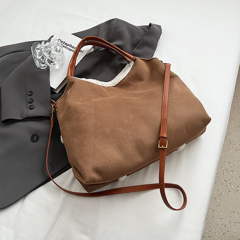 Dames Winter Shopper van Suède met Teddy Details | Langy