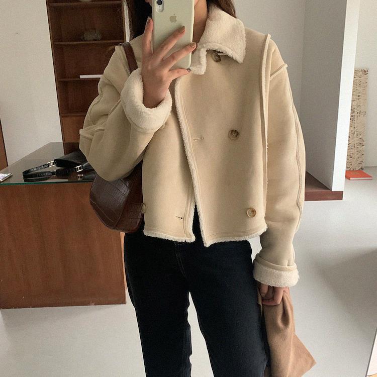 Dames Vintage Style Shearling Jas met Teddy Voering | Brenae