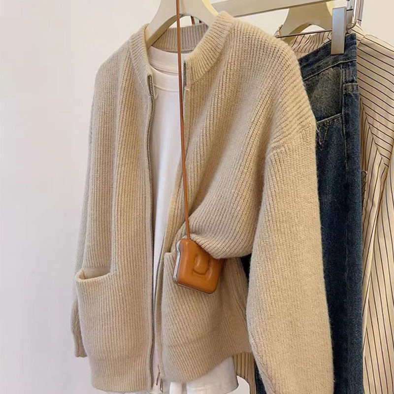 Dames Zacht Gebreid Vest met Rits en Zakken | Renske