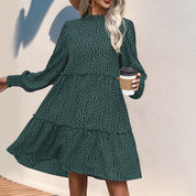 Dames Elegante Babydoll Jurk met Print en Geplooide Details | Nehemia