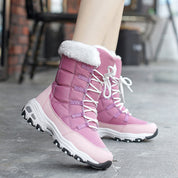 Dames Trendy Warme Winterboots met Zachte Voering en Veters | Ewalda