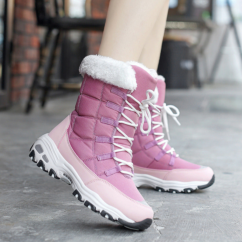 Dames Trendy Warme Winterboots met Zachte Voering en Veters | Ewalda
