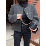 Dames Elegante Warme en Tijdloze Korte Wol Look Blazer | Bisou