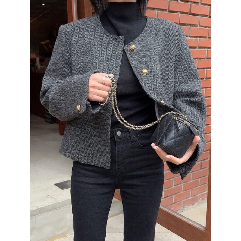 Dames Elegante Warme en Tijdloze Korte Wol Look Blazer | Bisou