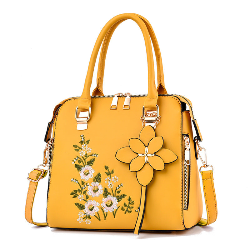 Dames Trendy Handtas met Bloem Borduursel | Leana